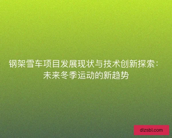 钢架雪车项目发展现状与技术创新探索：未来冬季运动的新趋势